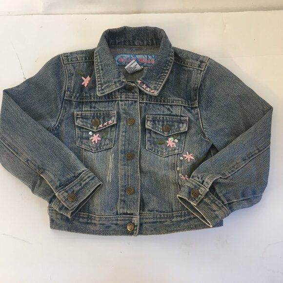 Billy Wear Kids Girls Denim Jean Jacket Floral Flower Size 6 Vintage - Picture 1 of 16